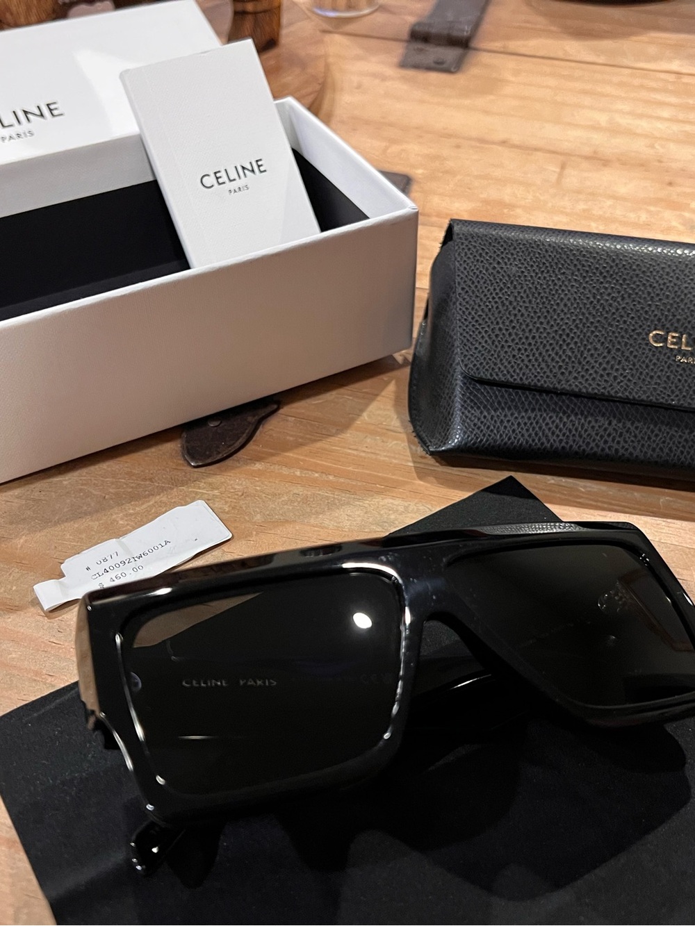 CELINE Black 60 mm flat top Rectangular Sunglasses